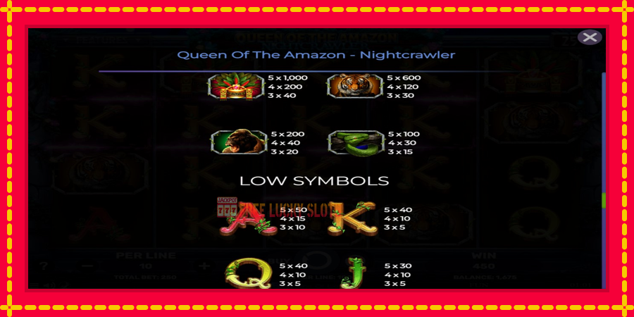 Queen of the Amazon - Nightcrawler: สล็อตแมชชีนพร้อมกราฟิกที่ทันสมัย, รูปภาพ 7