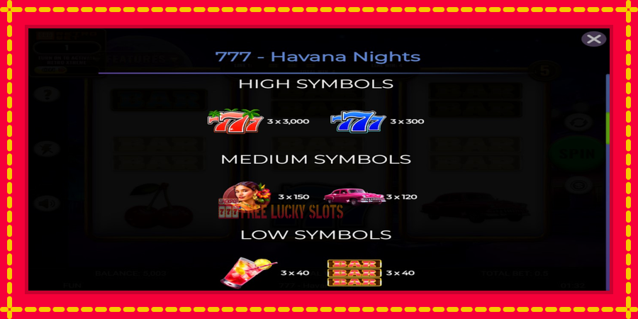 777 - Havana Nights: สล็อตแมชชีนพร้อมกราฟิกที่ทันสมัย, รูปภาพ 5