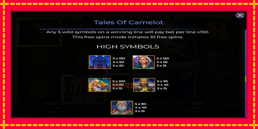 Tales of Camelot: สล็อตแมชชีนพร้อมกราฟิกที่ทันสมัย, รูปภาพ 7