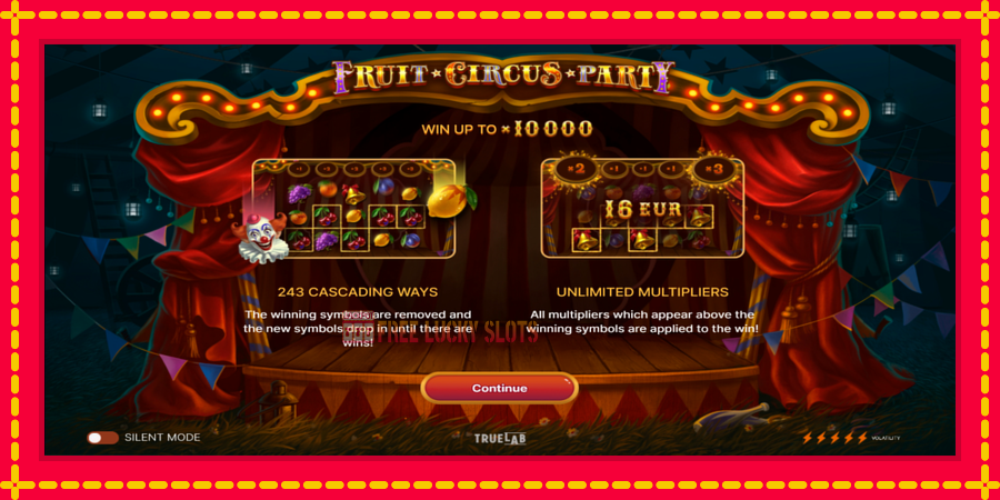 Fruit Circus Party: สล็อตแมชชีนพร้อมกราฟิกที่ทันสมัย, รูปภาพ 1