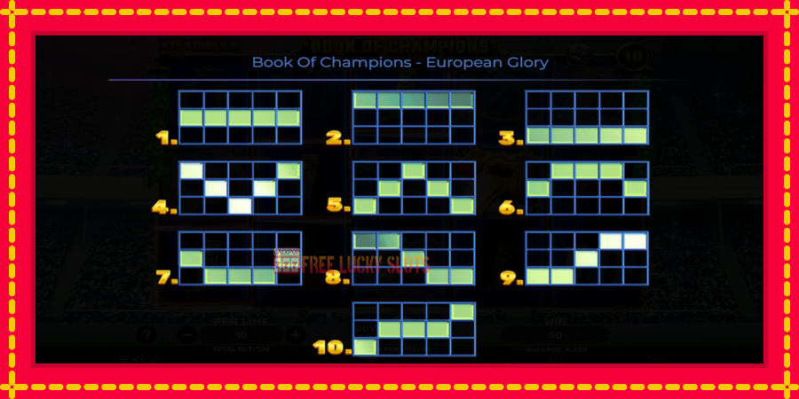 Book of Champions - European Glory: สล็อตแมชชีนพร้อมกราฟิกที่ทันสมัย, รูปภาพ 7