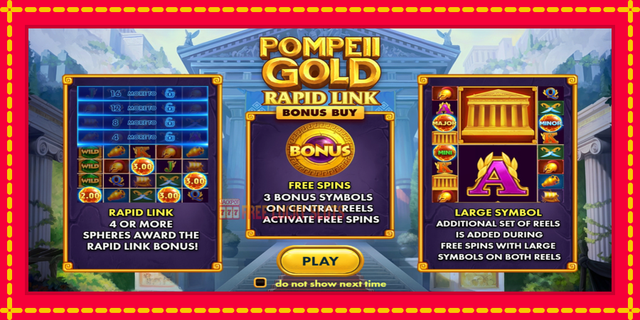 Pompeii Gold Rapid Link Bonus Buy: สล็อตแมชชีนพร้อมกราฟิกที่ทันสมัย, รูปภาพ 1