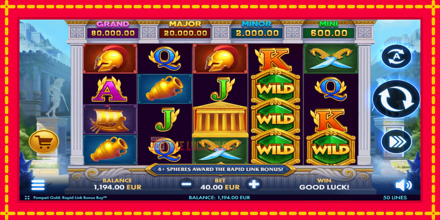 Pompeii Gold Rapid Link Bonus Buy: สล็อตแมชชีนพร้อมกราฟิกที่ทันสมัย, รูปภาพ 2