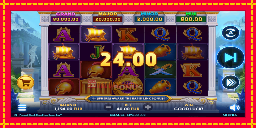 Pompeii Gold Rapid Link Bonus Buy: สล็อตแมชชีนพร้อมกราฟิกที่ทันสมัย, รูปภาพ 3