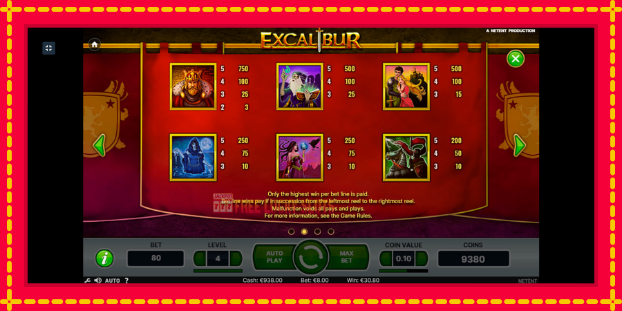 Excalibur: สล็อตแมชชีนพร้อมกราฟิกที่ทันสมัย, รูปภาพ 7