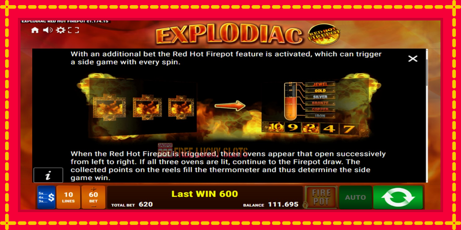 Explodiac Red Hot Firepot: สล็อตแมชชีนพร้อมกราฟิกที่ทันสมัย, รูปภาพ 7