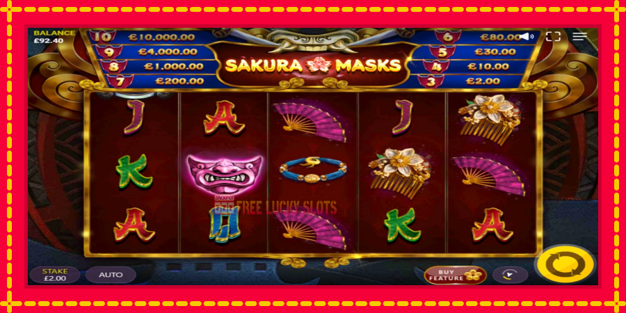 Sakura Masks: สล็อตแมชชีนพร้อมกราฟิกที่ทันสมัย, รูปภาพ 2