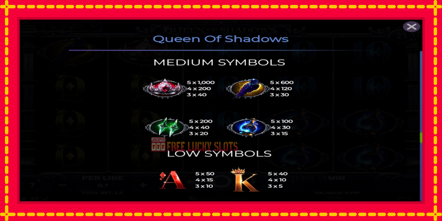 Queen of Shadows: สล็อตแมชชีนพร้อมกราฟิกที่ทันสมัย, รูปภาพ 6