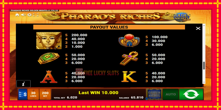 Pharaos Riches Golden Nights: สล็อตแมชชีนพร้อมกราฟิกที่ทันสมัย, รูปภาพ 6