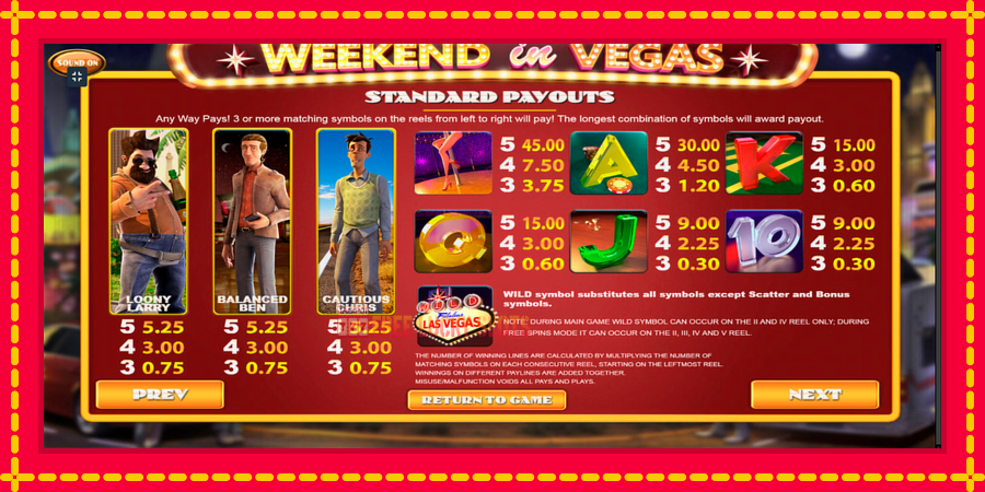 Weekend In Vegas: สล็อตแมชชีนพร้อมกราฟิกที่ทันสมัย, รูปภาพ 6