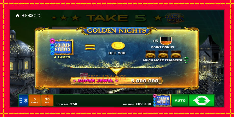 Take 5 Golden Nights: สล็อตแมชชีนพร้อมกราฟิกที่ทันสมัย, รูปภาพ 6