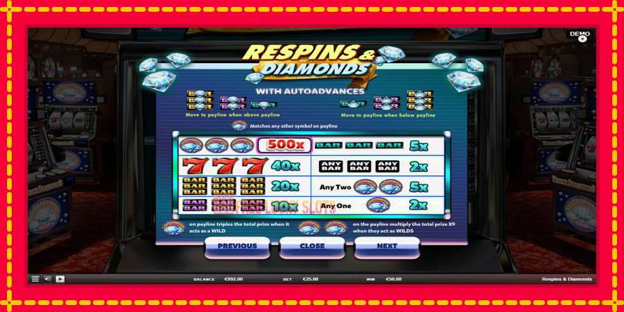 Respins Diamonds: สล็อตแมชชีนพร้อมกราฟิกที่ทันสมัย, รูปภาพ 5