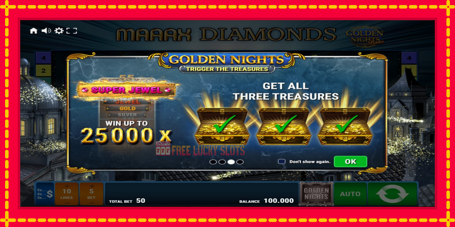 Maaax Diamonds Golden Nights: สล็อตแมชชีนพร้อมกราฟิกที่ทันสมัย, รูปภาพ 1